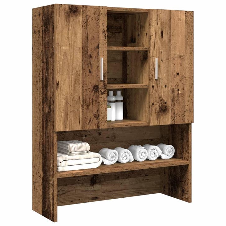 vidaXL Wasmachinekast 70,5x25,5x90 cm oud houtkleurig, Electroménager, Lave-linge, Envoi