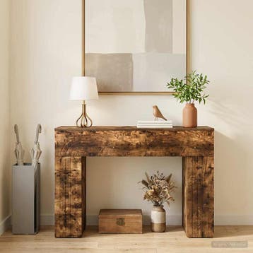 vidaXL Salontafel Gerookt eiken 102 x 35 x 75 cm Bewerkt, Verzenden, Nieuw