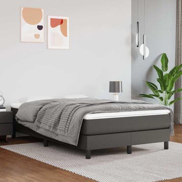 vidaXL Boxspring met matras kunstleer grijs 120x200 cm, Verzenden