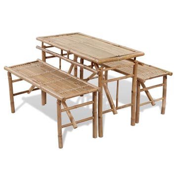 vidaXL Biertafel met 2 bankjes 100 cm bamboe, Verzenden, Nieuw
