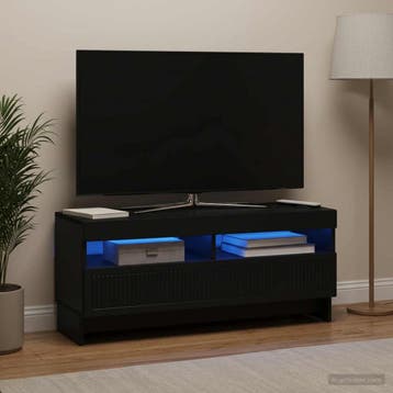 vidaXL LED tv-meubel Zwart Bewerkt hout, Verzenden