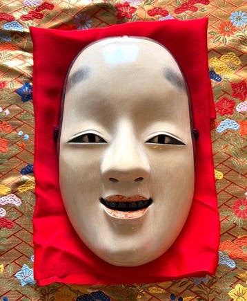 Noh masker - Gesigneerd Tangetsu () Japanse houten
