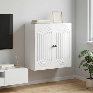 vidaXL Wandkast Hoogglans Wit 59 x 31 x 60 cm Bewerkt hout, Verzenden, Nieuw