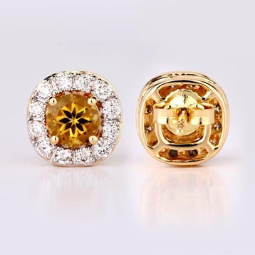 Oorbellen - 14 karaat Geel goud - 1.52ct. tw. Heliodoor -