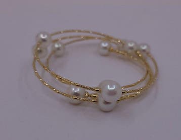Armband - 18 karaat Geel goud - 7x8 mm Akoya parels