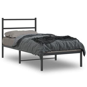 vidaXL Bedframe met hoofdbord metaal zwart 90x200 cm, Verzenden