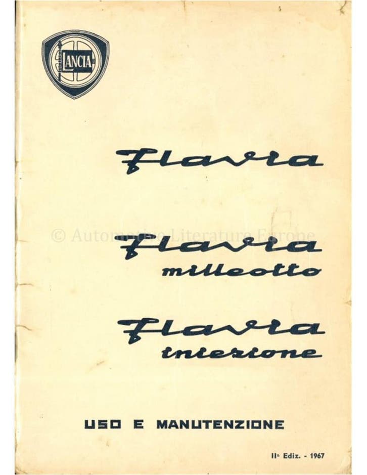 1967 LANCIA FLAVIA BERLINA INSTRUCTIEBOEKJE ITALIAANS, Auto diversen, Handleidingen en Instructieboekjes, Ophalen of Verzenden