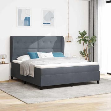 vidaXL Boxspring bed met kussen Donkergrijs 200 x 180 cm, Verzenden, Nieuw
