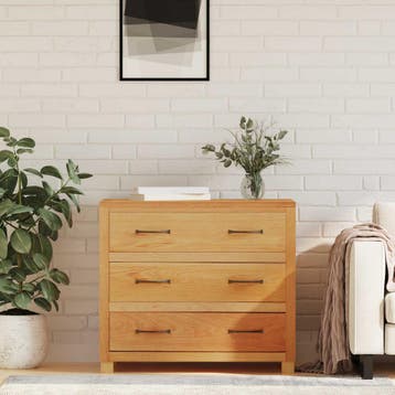 vidaXL Kast met lade Bruin 80 x 50 x 70 cm Massief Eikenhout, Huis en Inrichting, Verzenden, Nieuw