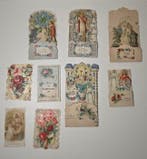 Verzameling antieke devotieafbeeldingen (9 stuks) –, Antiek en Kunst