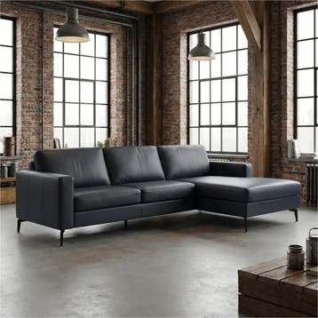 Leren hoekbank Match - 2.5-zits arm links + Longchair arm, Antiek en Kunst, Ophalen of Verzenden