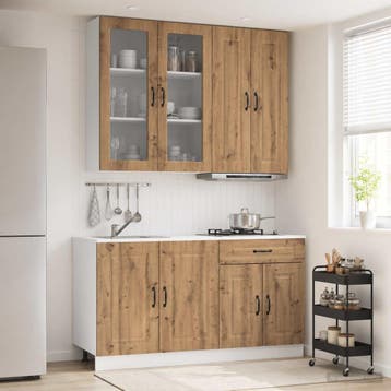 vidaXL Keukenblok KALMAR 4 st Artisanaal eiken Bewerkt hout, Verzenden, Nieuw