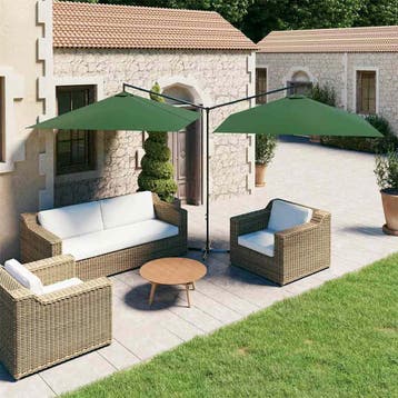 vidaXL Parasol dubbel met stalen paal 600x300 cm groen, Verzenden