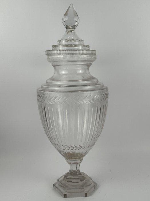 Vase avec couvercle - Cristal - Urne en cristal antique, Antiquités & Art, Antiquités | Verre & Cristal