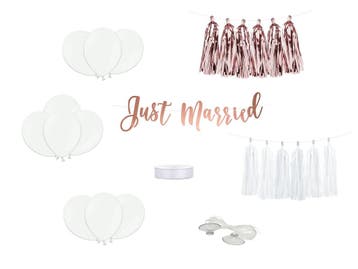 Auto Decoratie Set Bruiloft Just Married, Hobby en Vrije tijd, Feestartikelen, Verzenden, Nieuw