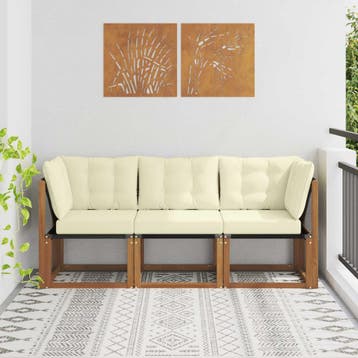 vidaXL 3 st Outdoor Midden- en Hoekbank Naturel, Verzenden, Nieuw
