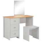 vidaXL Kaptafel met spiegel en krukje 104x45x131 cm grijs, Verzenden, Nieuw