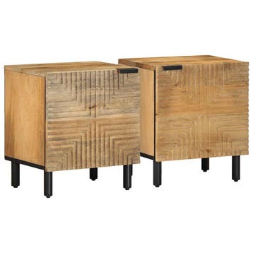 vidaXL Nachtkastjes 2 st 40x33x46 cm massief mangohout bruin, Verzenden, Nieuw