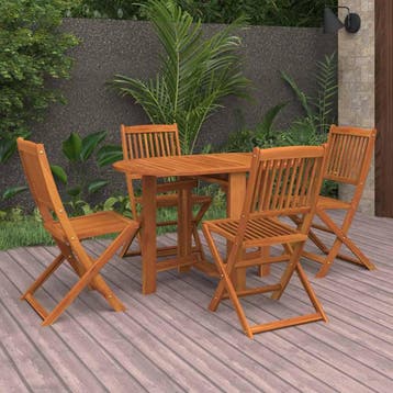 vidaXL 5-delige tuinset van massief acaciahout, Verzenden, Nieuw, Tuinset