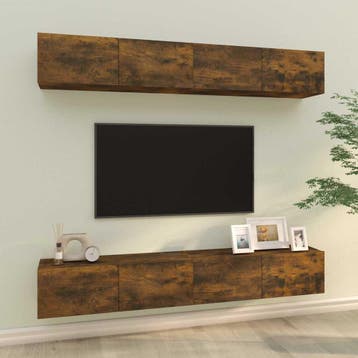 vidaXL Tv-wandmeubels 4 st 100x30x30 cm gerookt eiken, Huis en Inrichting, Verzenden, Nieuw