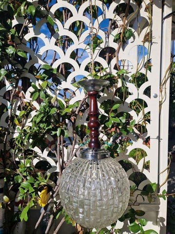 Plafondlamp - Hout, Glas - Art Deco