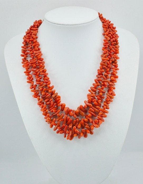 Bloedkoraal - Zilver, Verguld - Halsketting - CORALLO, Verzamelen, Mineralen en Fossielen