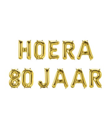 Gouden Ballonnen Set 80 Jaar Hoera 1,9m, Verzenden