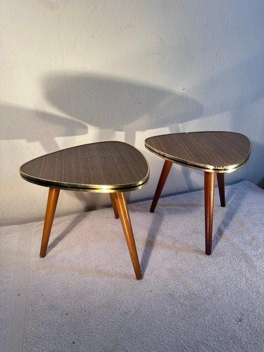 Table à plantes - Bois, Laiton, Fineer - Ensemble de deux, Antiquités & Art, Art | Objets design