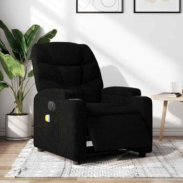 vidaXL Massagestoel elektrisch verstelbaar stof zwart, Huis en Inrichting, Verzenden, Nieuw