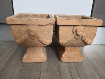 Jardinière - Terracotta - Twee Franse plantenbakken van
