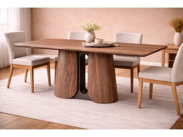 Veiling - Eettafel Walnoot 220x110x76 - Rechthoek ronde rand, Huis en Inrichting, Tafels | Eettafels, Nieuw