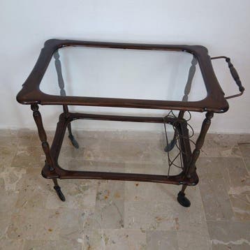 Chariot de service - Bois, Verre, Métal - Chariot de bar