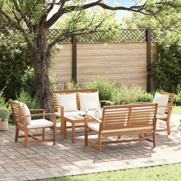 vidaXL Tuinbank Set 5 st Naturel Massief Teakhout, Tuin en Terras, Verzenden, Nieuw