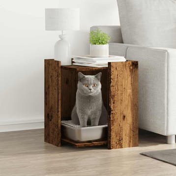 vidaXL Kattenbakkast 42x42x51 cm bewerkt hout oud, Verzenden