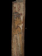 Oud-Egyptisch Gips, Hout Groot sarcofaag-achterpaneel<br>De, Verzamelen