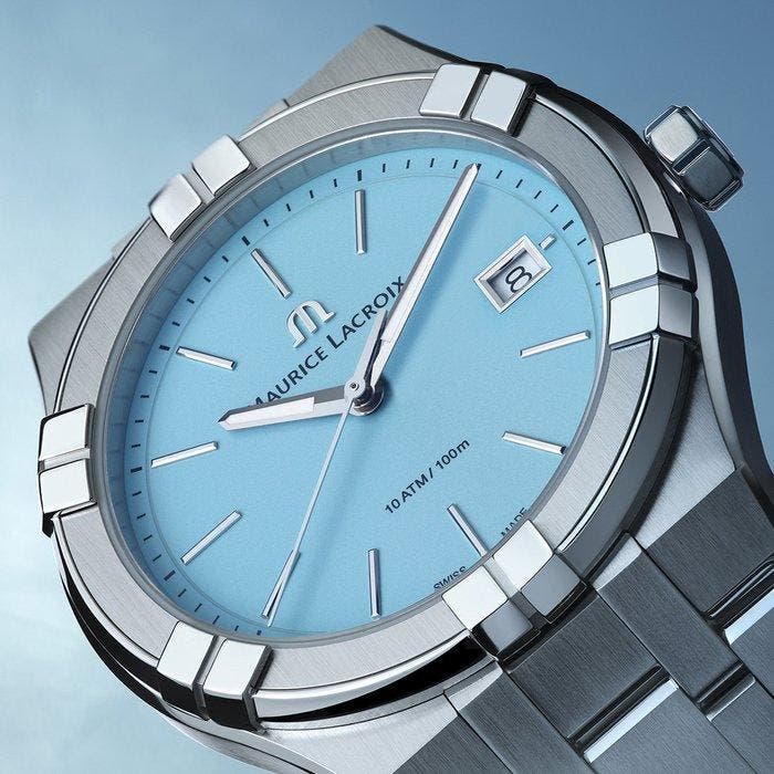 Maurice Lacroix - Aikon Light Blue 40mm - AI1108-SS002-431-1, Bijoux, Sacs & Beauté, Montres | Hommes