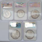 Espagne. 100 Pesetas 5 monedas de plata de 100 pesetas