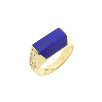 Gouden zegelring met Lapis Lazuli, 18 tot 19, Gebruikt, Ophalen of Verzenden, Dame of Heer