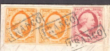 Nederland 1852 - Koning Willem III, paar NVPH 3 + NVPH 2 op