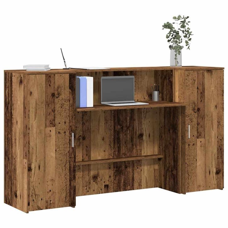 vidaXL Receptiebalie 180x50x103,5 cm bewerkt hout oud, Huis en Inrichting, Bureaus, Nieuw, Verzenden