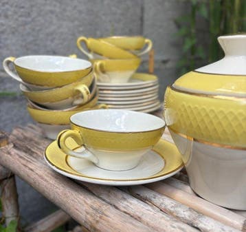 moulin des loups - Koffieservies voor 10 (23) - Aardewerk, Antiquités & Art
