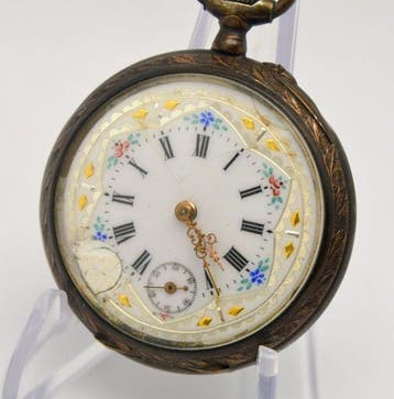 Antique - 800 Silver HHM - painted porcelain dial -, Nieuw