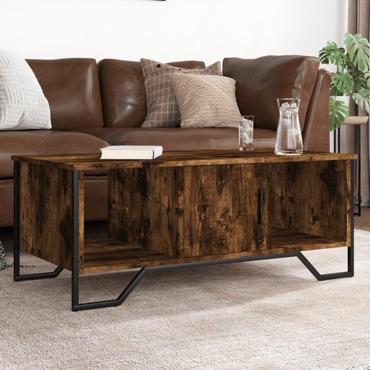 vidaXL Salontafel 100x51x40 cm bewerkt hout gerookt, Huis en Inrichting, Tafels | Salontafels, Nieuw, Verzenden
