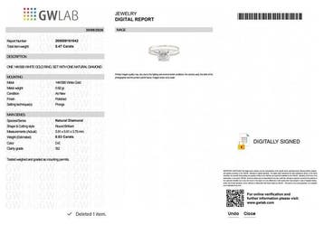 Zonder minimumprijs - Ring - 14 karaat Witgoud - 0.83ct. tw.