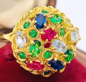 Sans prix de réserve - Bague - 9 carats Or jaune, Argent, Bijoux, Sacs & Beauté
