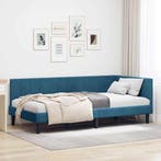 vidaXL Hoek Bed Frame met hoofdeinde Blauw 100 cm x 200 cm, Verzenden