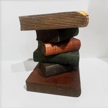sculptuur, Sellette en bois livres art populaire - 32 cm -