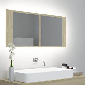 vidaXL Badkamerkast met spiegel LED acryl sonoma, Verzenden, Nieuw