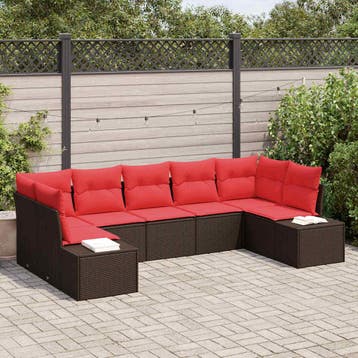 vidaXL Tuinbank Set 7 st 7-Aantal zitplaatsen Bruin en Rood, Verzenden, Nieuw