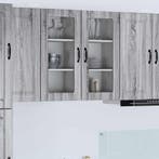 vidaXL Wandglas Kasten Grijs Sonoma 40 x 31 x 80 cm Bewerkt, Verzenden, Nieuw